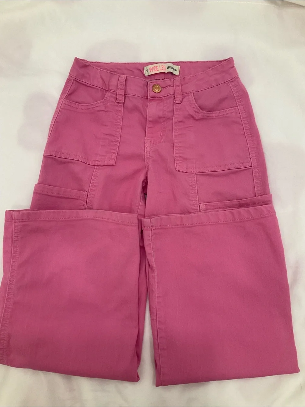 Wide Leg Cargo Pants in Bright Pink